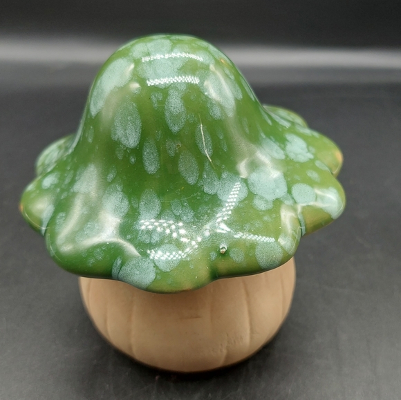 Ceramic Mushroom Garden Statue, Green Toadstool, Mushroom Figurine, Fairy Garden - Picture 10 of 14
